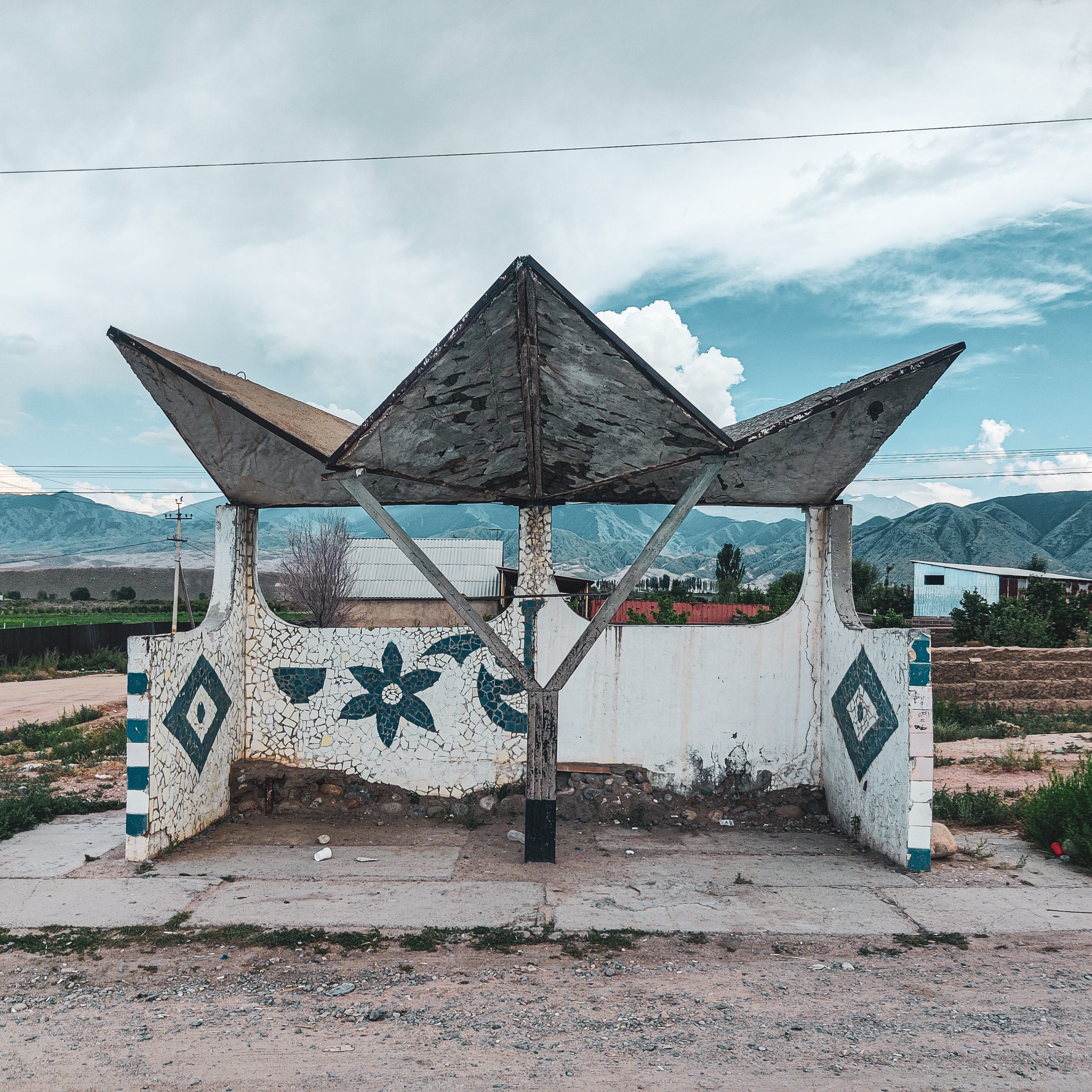 Soviet Bus Stops on the road from Bishkek to Issyk-Kul
